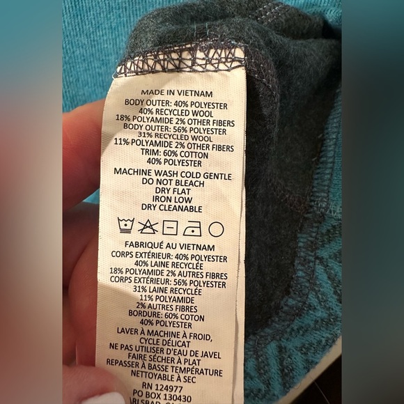 PRANA XS Blue Lucia Funnel Turtle Neck Recycled Wool Blend Sweater Outdoor Warm - Picture 12 of 14